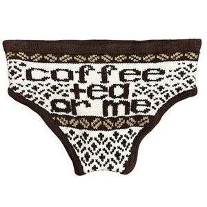 Knitty Kitty Sz Small Coffee Tea Me Knit Panty Fun Cozy Surprise PJ Lounge Wear